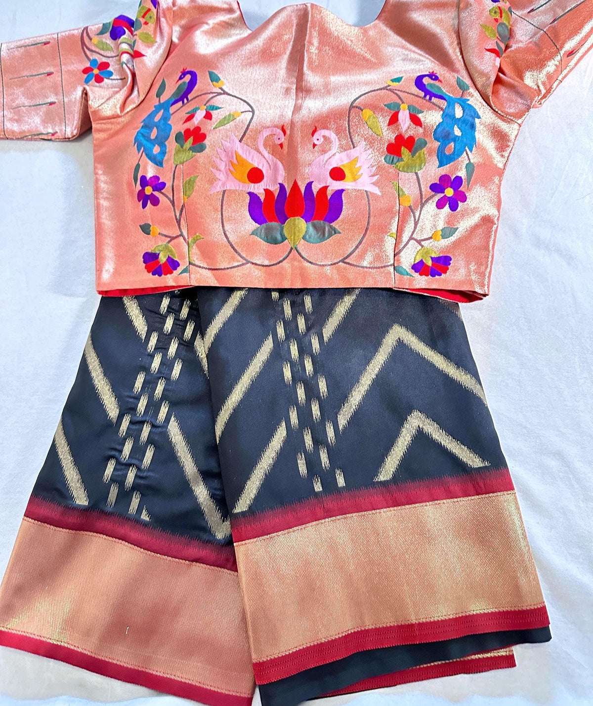 Paithani Banarasi Semi Silk Saree with Paithani Blouse, Partywear, Wedding Wear Saree, Shipping from USA