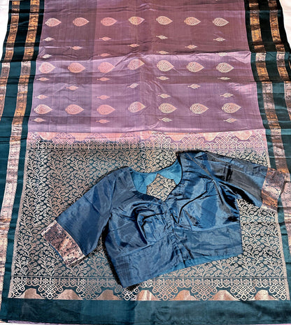 Handloom Light Weight Kanjivaram Silk Saree with Stitched Blouse | Wedding Saree With Stitched Blouse | Indian Party Wear Saree