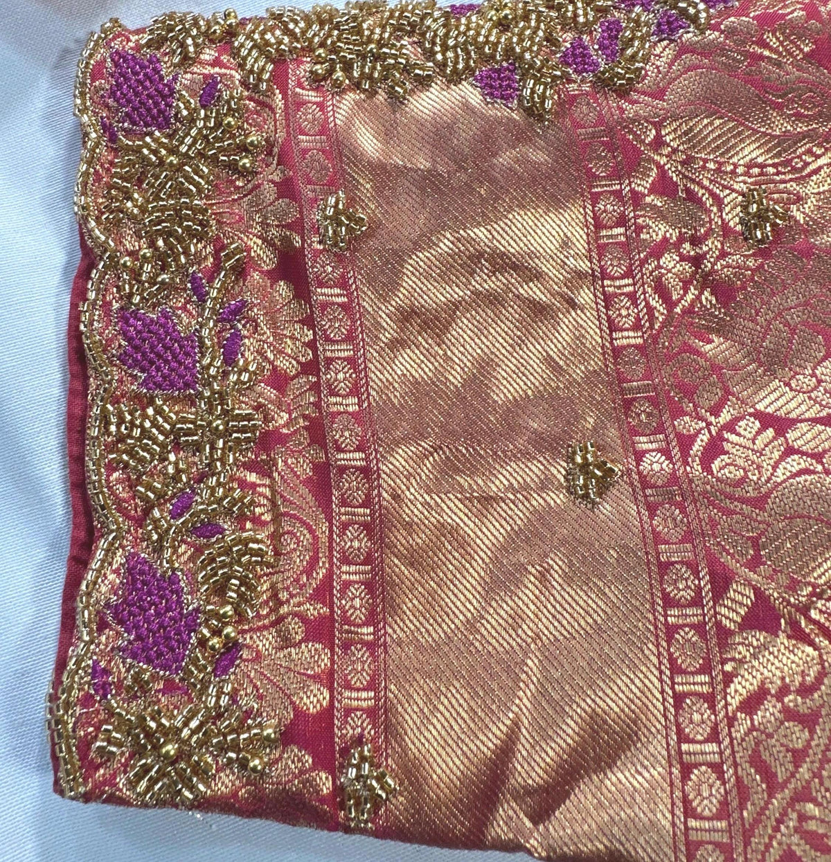 Handloom Kanjivaram Pure Silk Saree with Stitched Blouse | Wedding Saree With Stitched Maggam Work Blouse | Indian Party Wear Saree