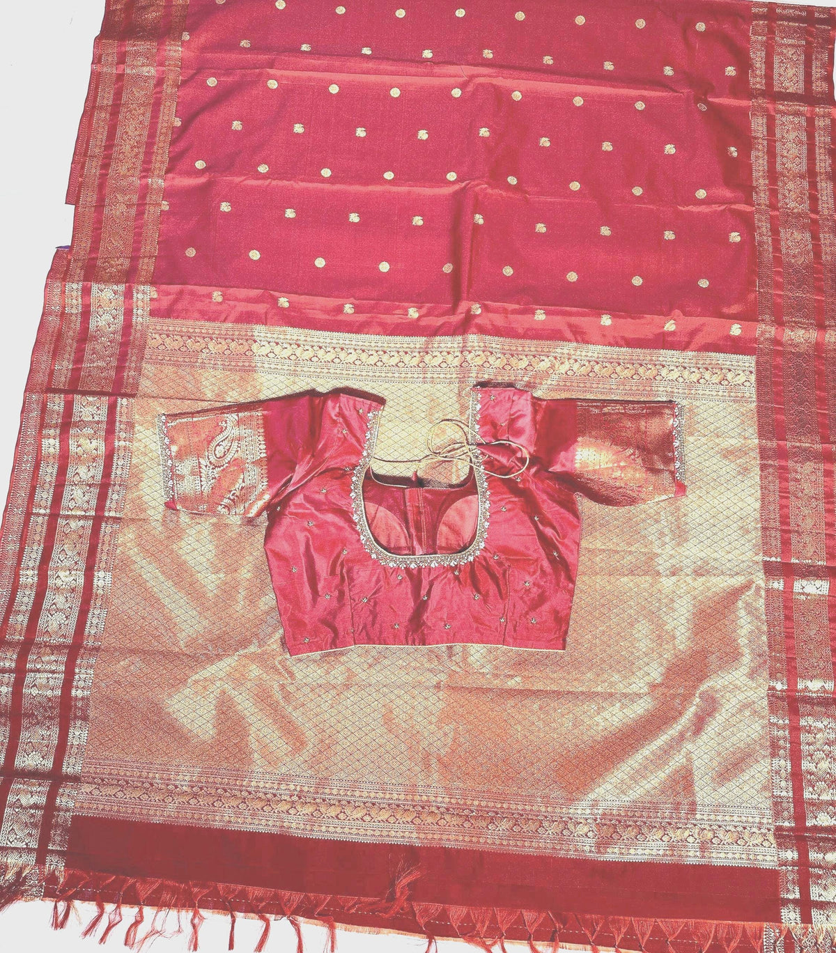 Handloom Kanjivaram light weight Saree Pattu Saree | Maggam Work Blouse | Stitched Blouse | Wedding & Party Saree | Ships from USA