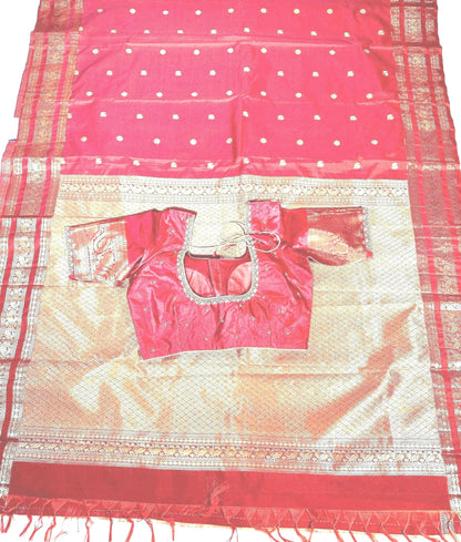 Handloom Kanjivaram light weight Saree Pattu Saree | Maggam Work Blouse | Stitched Blouse | Wedding & Party Saree | Ships from USA