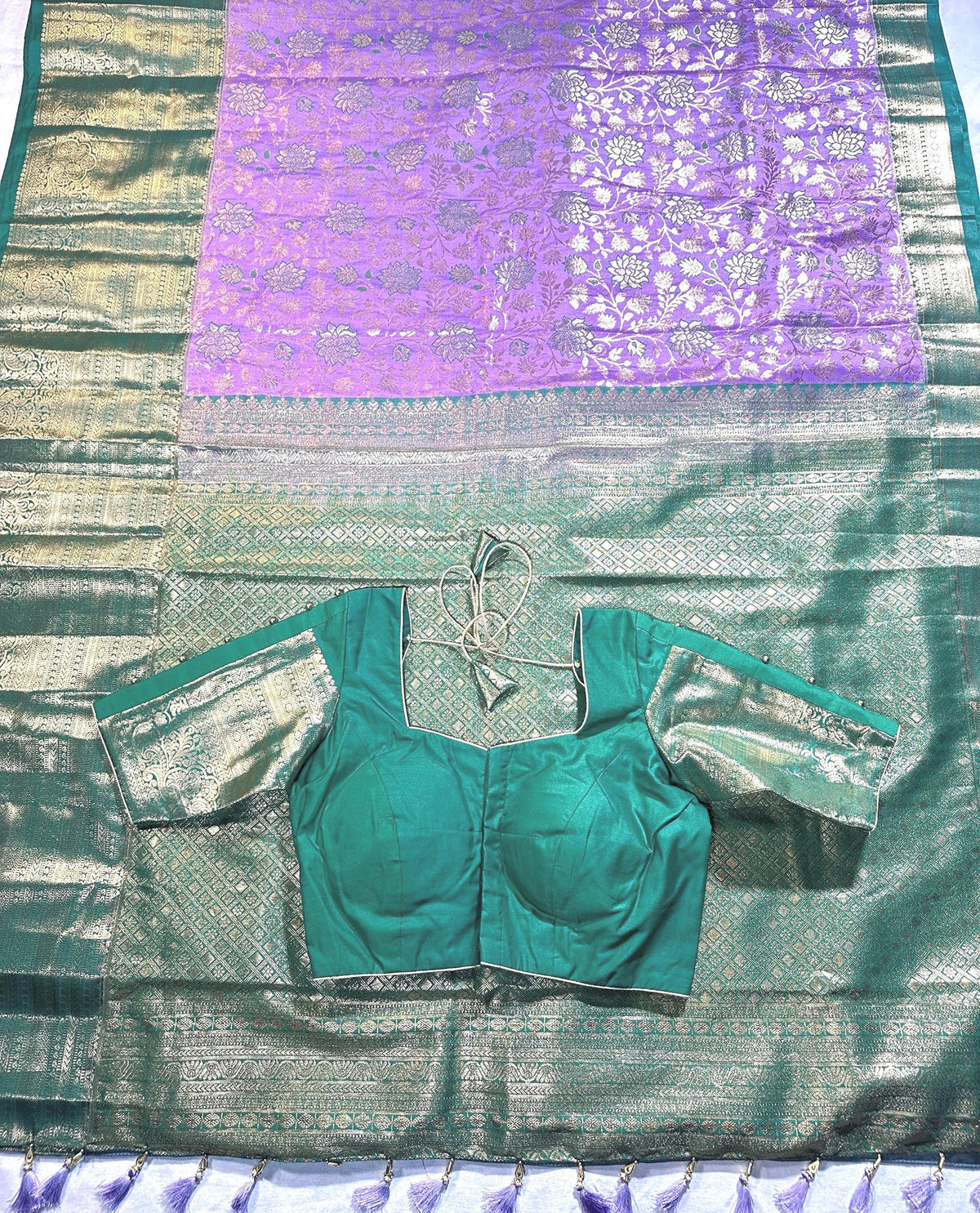 Premium Kanjivaram Silk Saree | Maggam Work Blouse | Wedding Saree