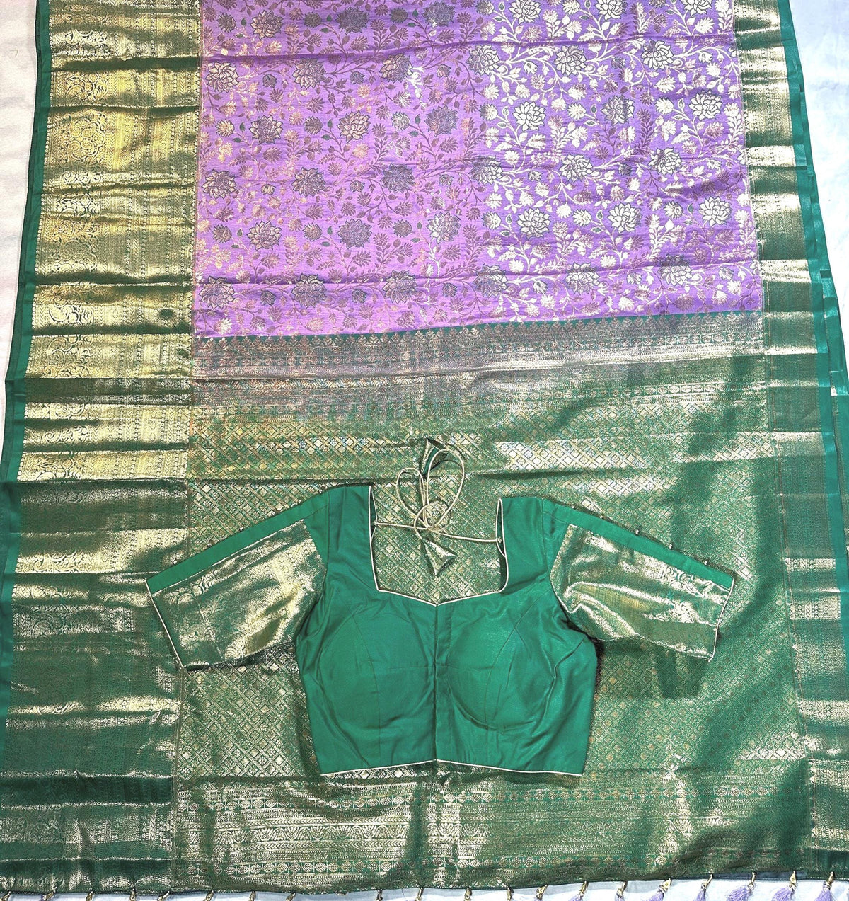 Premium Kanjivaram Silk Saree | Maggam Work Blouse | Wedding Saree