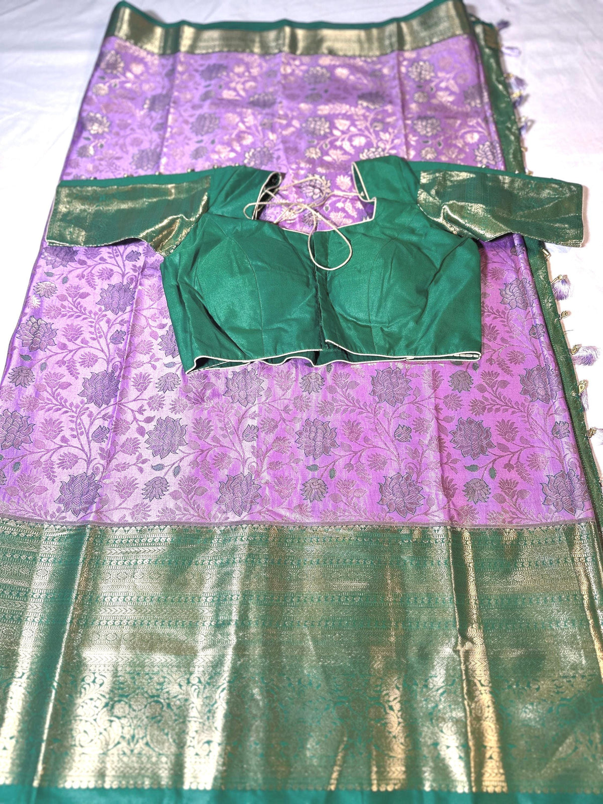 Premium Kanjivaram Silk Saree | Maggam Work Blouse | Wedding Saree