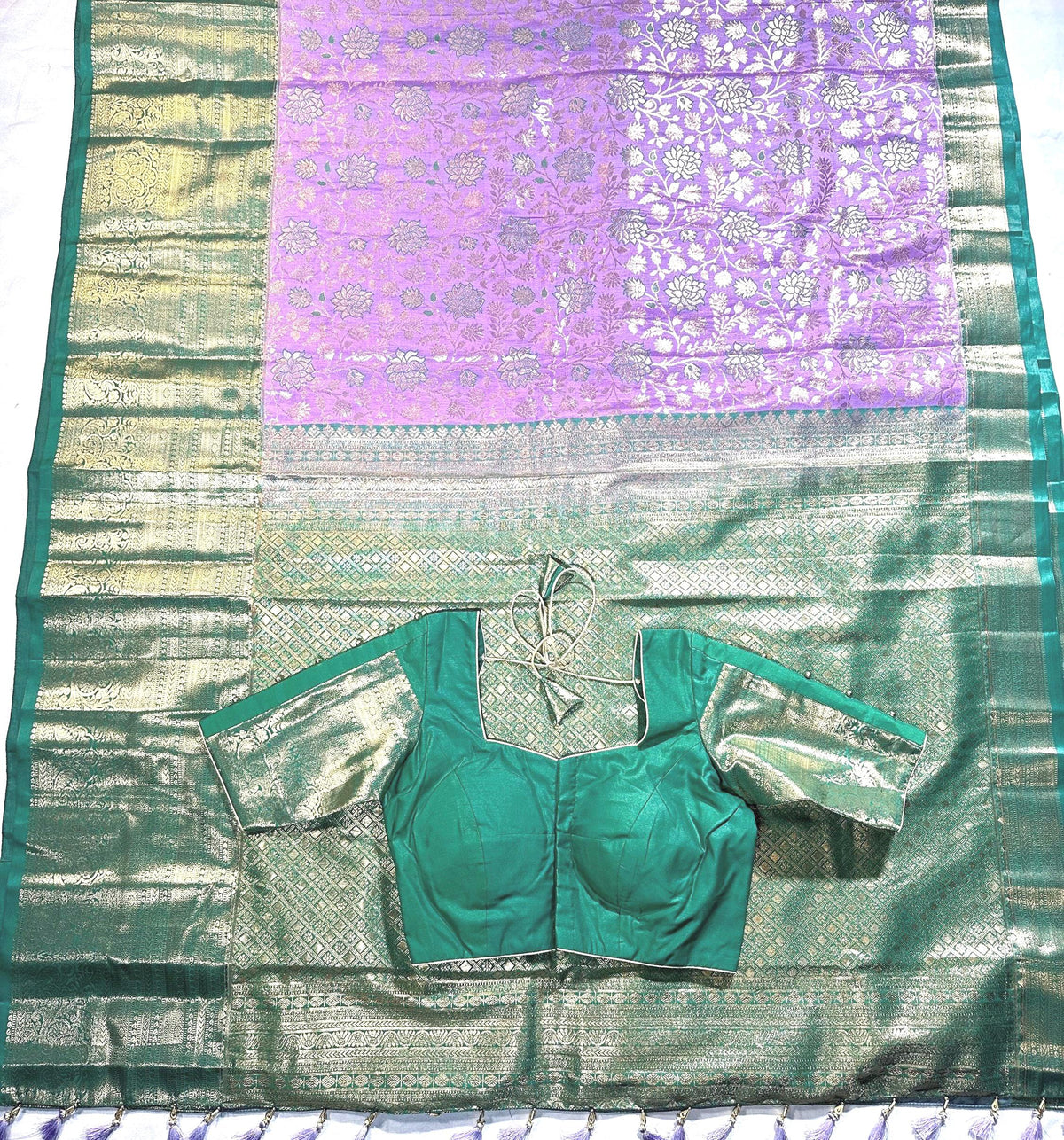 Premium Kanjivaram Silk Saree | Maggam Work Blouse | Wedding Saree