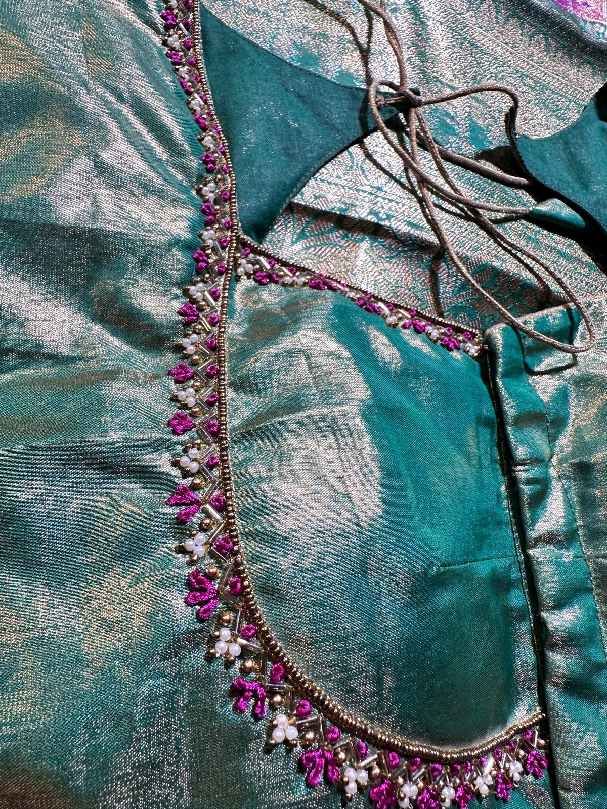 Premium Kanjivaram Brocade Semi Silk Saree with Stitched Maggam Work Blouse Partywear Grand Saree for Wedding receptions.