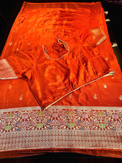 Banarasi Semi Silk Saree USA | Party Wear Wedding Silk Saree with Blouse  | Stitched Blouse | Ready to wear.