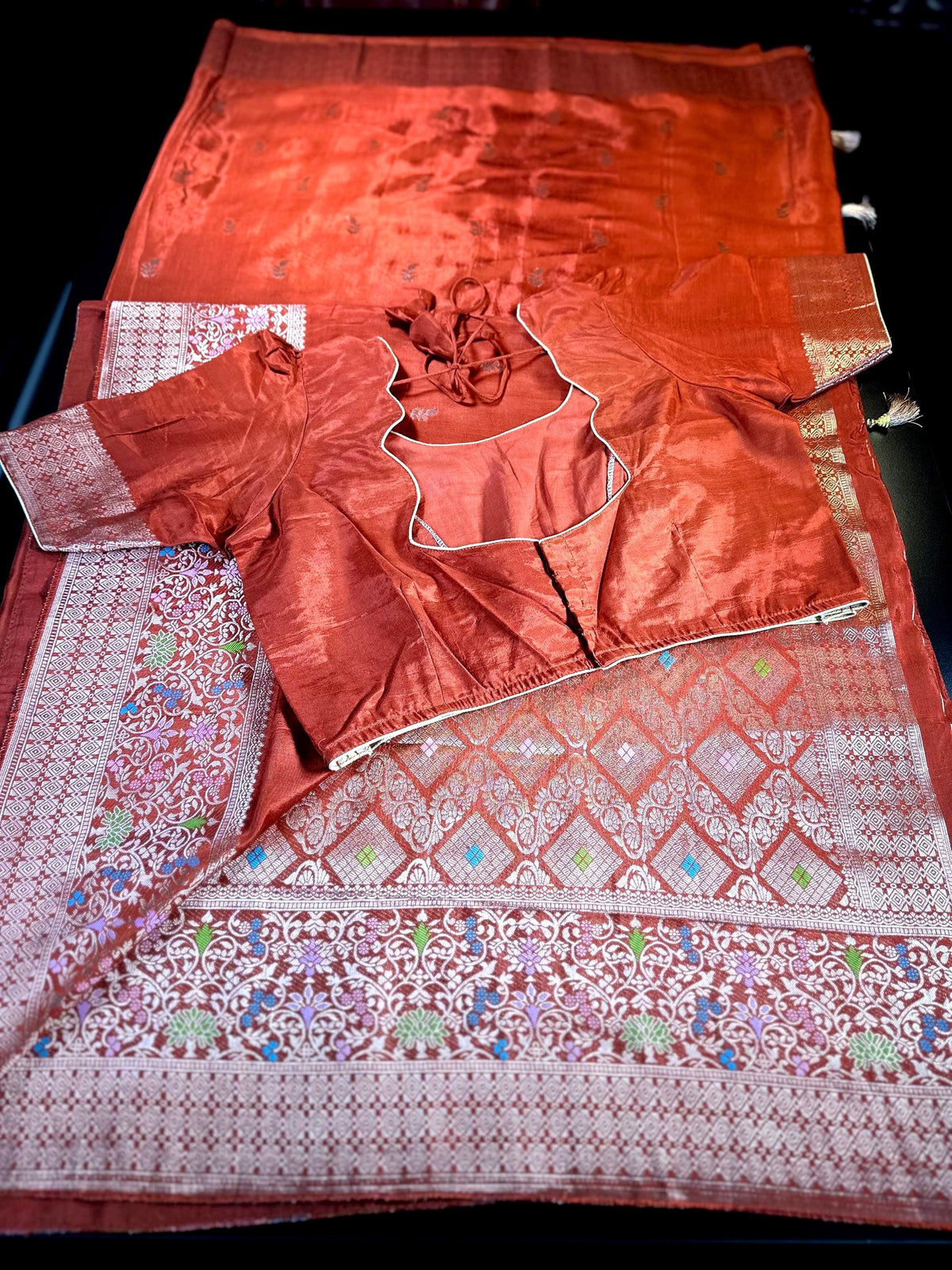 Banarasi Semi Silk Saree USA | Party Wear Wedding Silk Saree with Blouse  | Stitched Blouse | Ready to wear.