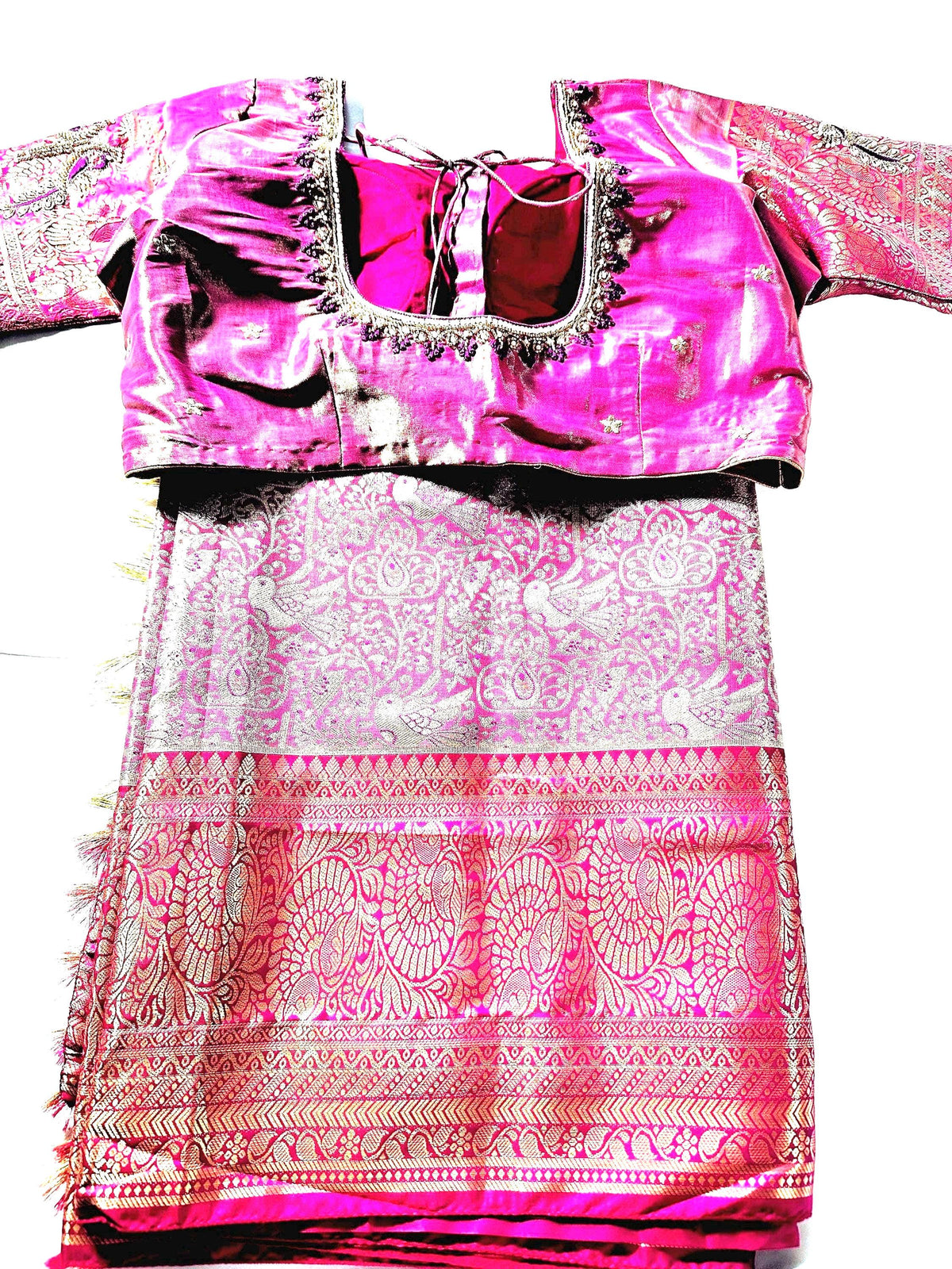 Premium Kanjivaram Semi  Silk Saree | Maggam Work Blouse Ready to wear