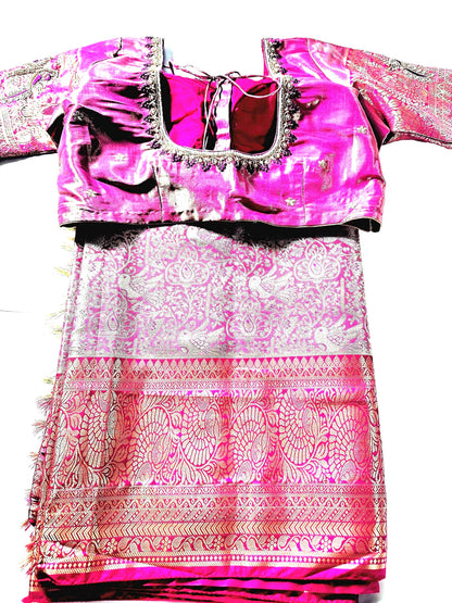 Premium Kanjivaram Semi  Silk Saree | Maggam Work Blouse Ready to wear