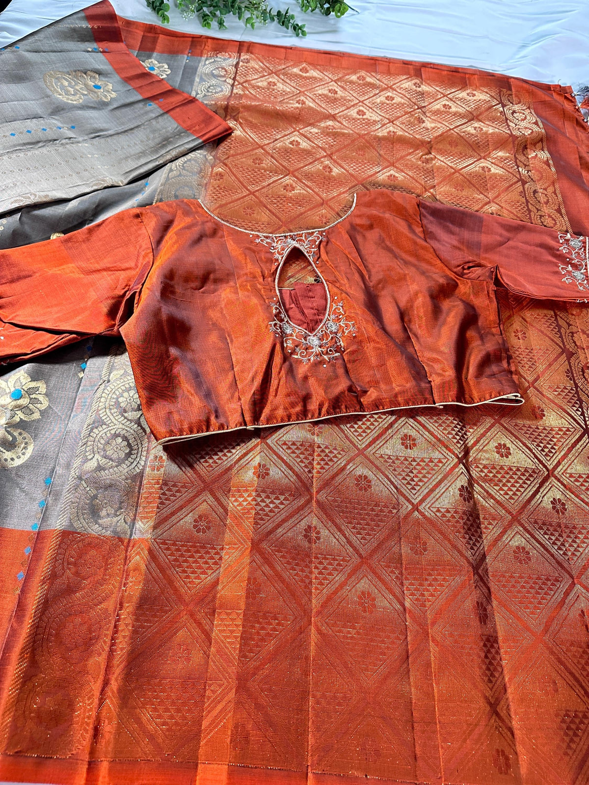 Handloom Kanjivaram Pure Silk Saree with Stitched Blouse | Wedding Saree With Stitched Blouse | Indian Party Wear Saree