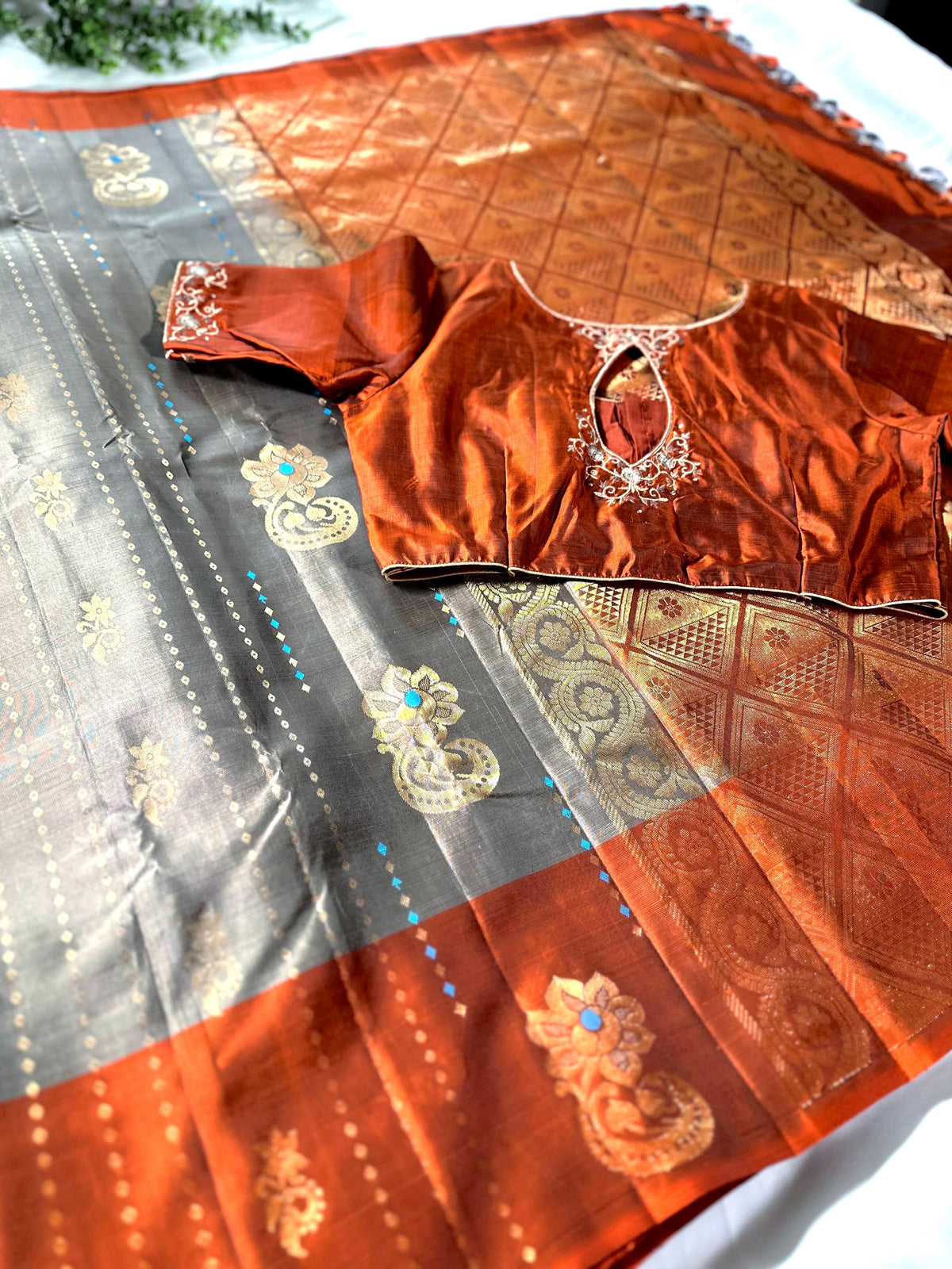 Handloom Kanjivaram Pure Silk Saree with Stitched Blouse | Wedding Saree With Stitched Blouse | Indian Party Wear Saree