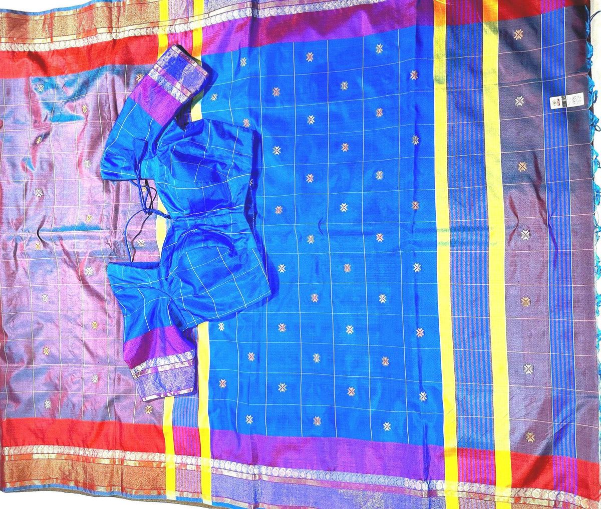 Handloom Jamdhani Weaving Pure Bengal  Silk Saree/Art Silk with Silk Mark | Party Wear Wedding Silk Saree | Stitched Blouse