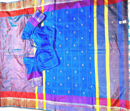 Handloom Jamdhani Weaving Pure Bengal  Silk Saree/Art Silk with Silk Mark | Party Wear Wedding Silk Saree | Stitched Blouse