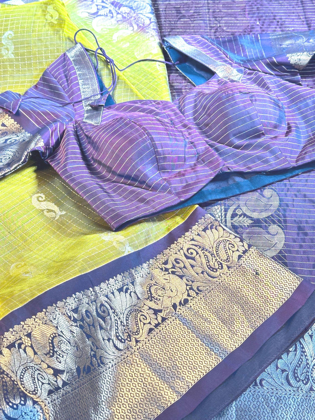 Handloom Kanchi Pattu Saree with Stitched Blouse
