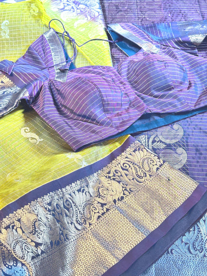 Handloom Kanchi Pattu Saree with Stitched Blouse