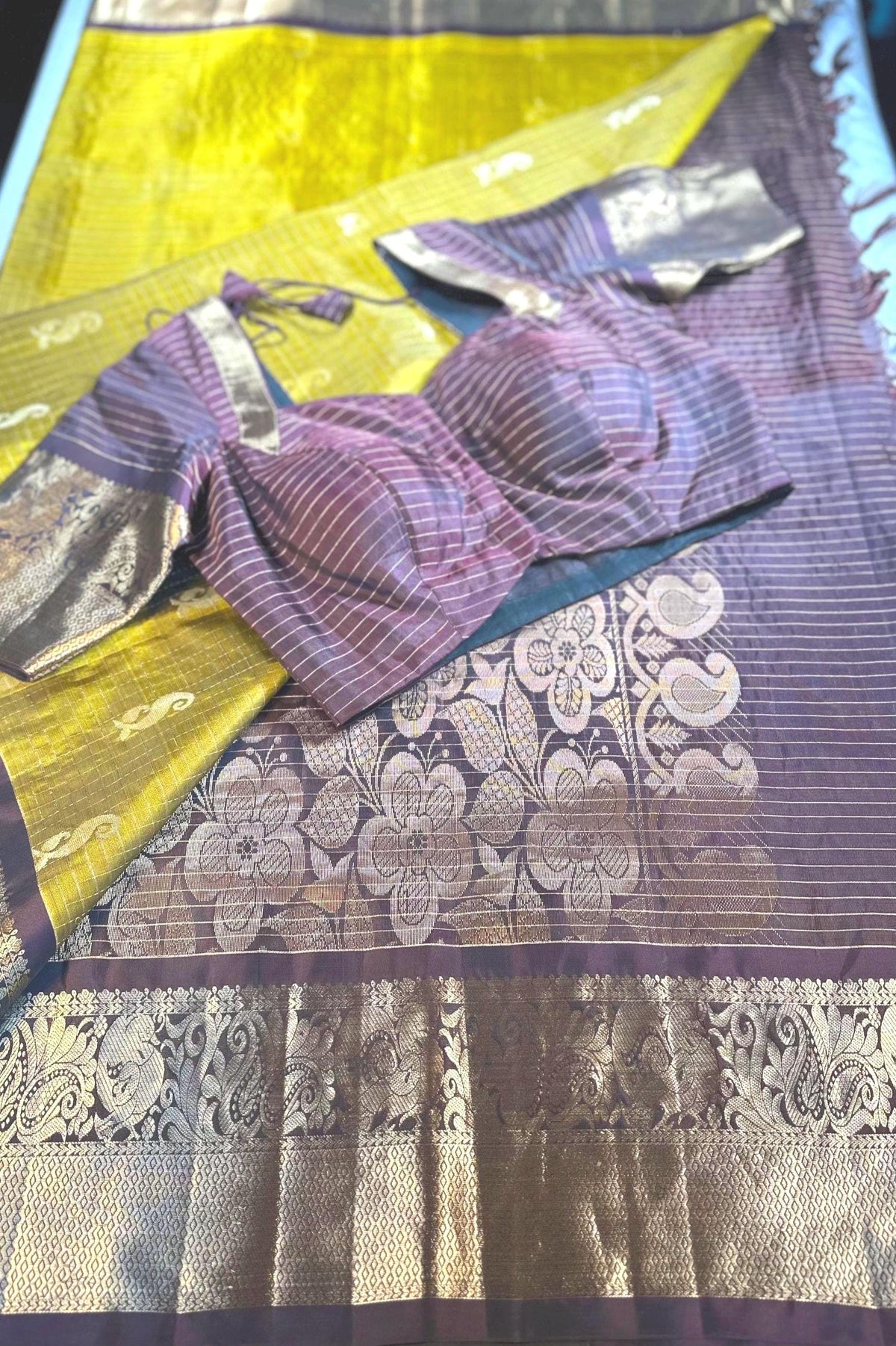 Handloom Kanchi Pattu Saree with Stitched Blouse