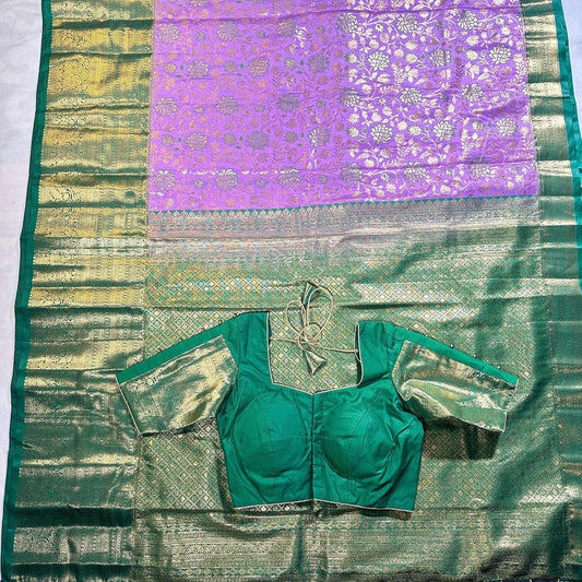 Premium Kanjivaram Silk Saree | Maggam Work Blouse | Wedding Saree