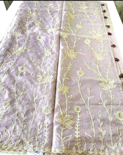 Silky Kota Appliqué Work Saree with Stitched Blouse | Gift Wedding Party Saree | Ships from US