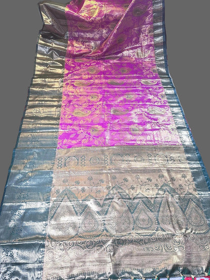 Kanchi Pattu Premium Silk Saree with Stitched Maggam Work. Ready to wear. Shipping from USA