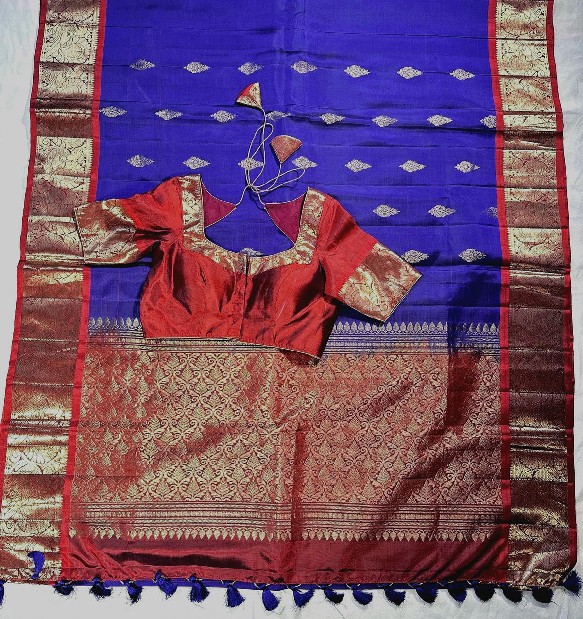 Handloom Kanjivaram Silk Saree with Stitched Blouse | Wedding Saree With Stitched Blouse | Indian Party Wear Saree