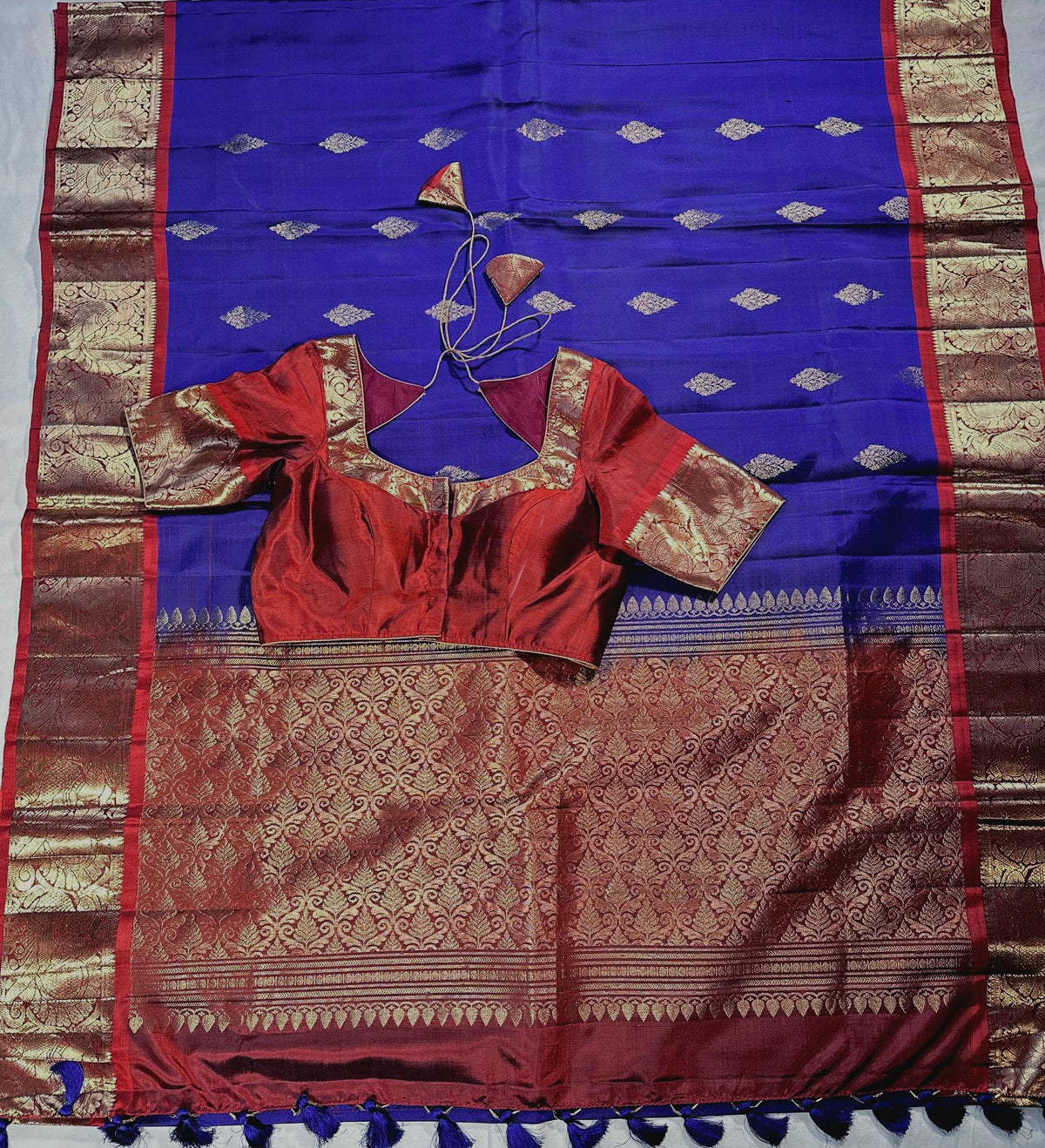 Handloom Kanjivaram Silk Saree with Stitched Blouse | Wedding Saree With Stitched Blouse | Indian Party Wear Saree