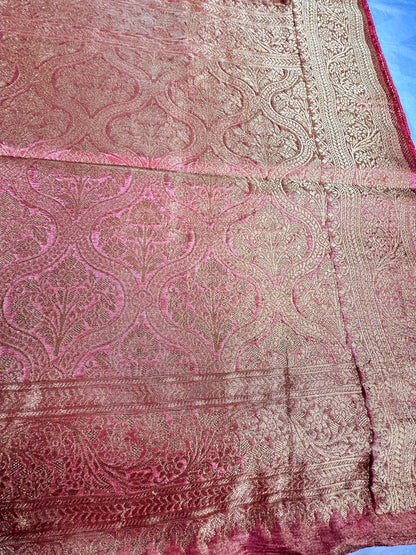 Banarasi Tissue Crape Silk Saree USA | Party Wear Wedding Silk Saree with Blouse  | Stitched Blouse | Shade of pink