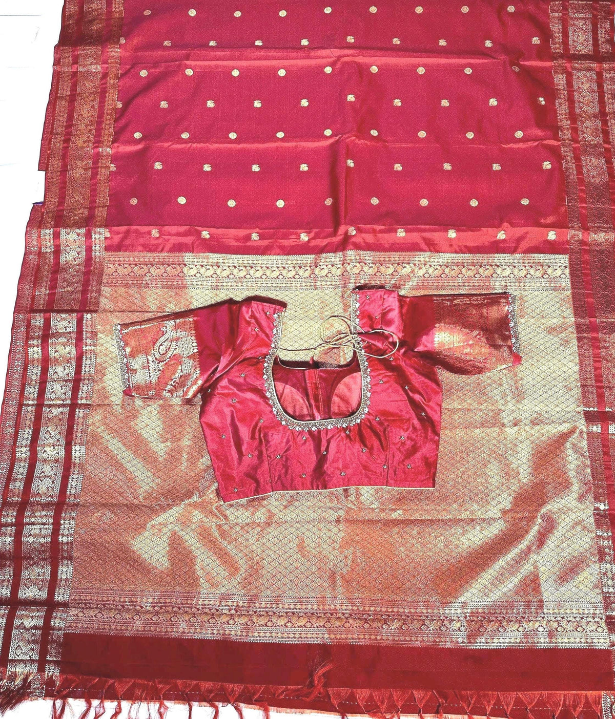 Handloom Kanjivaram light weight Saree Pattu Saree | Maggam Work Blouse | Stitched Blouse | Wedding & Party Saree | Ships from USA