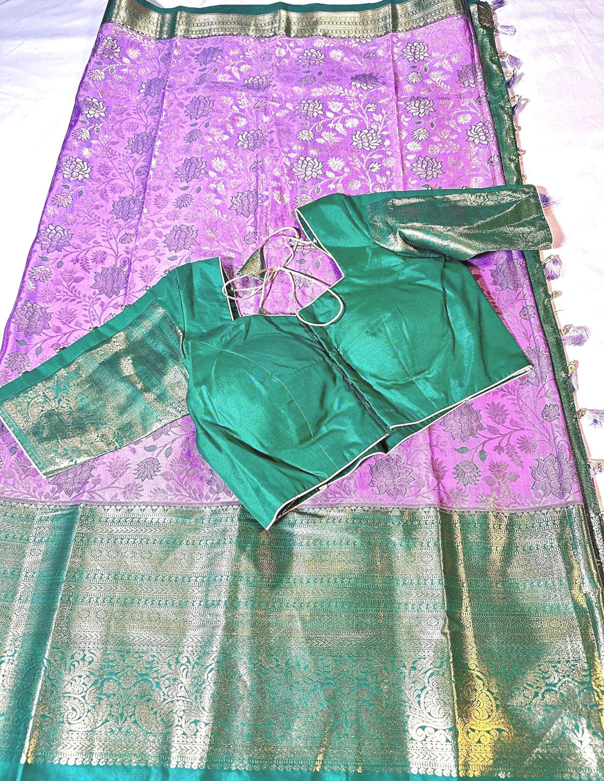 Premium Kanjivaram Silk Saree | Maggam Work Blouse | Wedding Saree