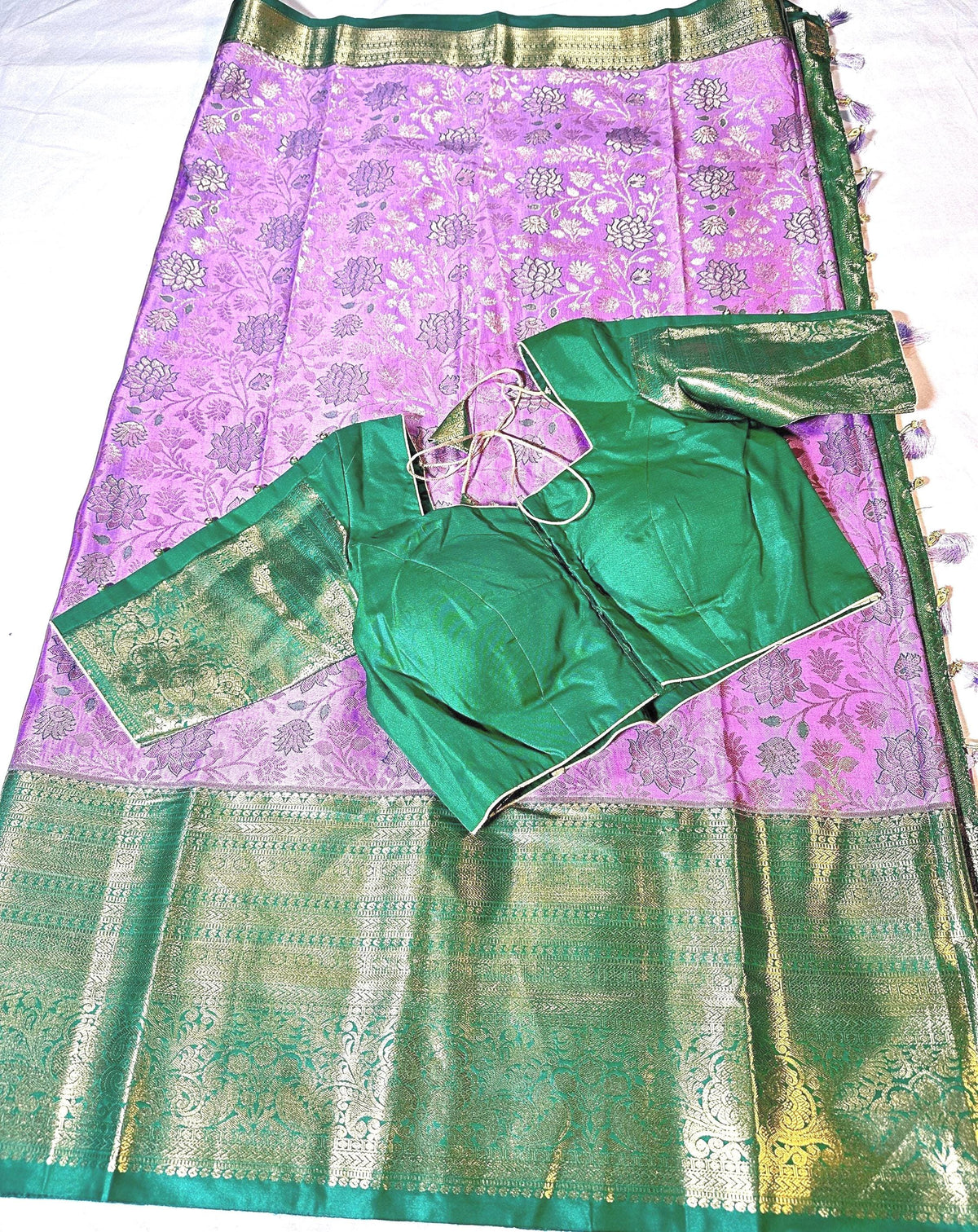 Premium Kanjivaram Silk Saree | Maggam Work Blouse | Wedding Saree