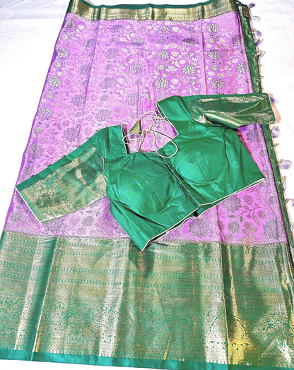 Premium Kanjivaram Silk Saree | Maggam Work Blouse | Wedding Saree