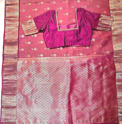 Handloom Kanjivaram Silk Saree with Stitched Blouse | Wedding Saree with Stitched Blouse | Indian Party Wear Saree