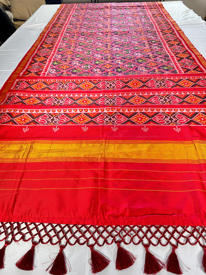Patan Patola Semi Silk / Art Silk Saree with Stitched Blouse  | Ready to wear