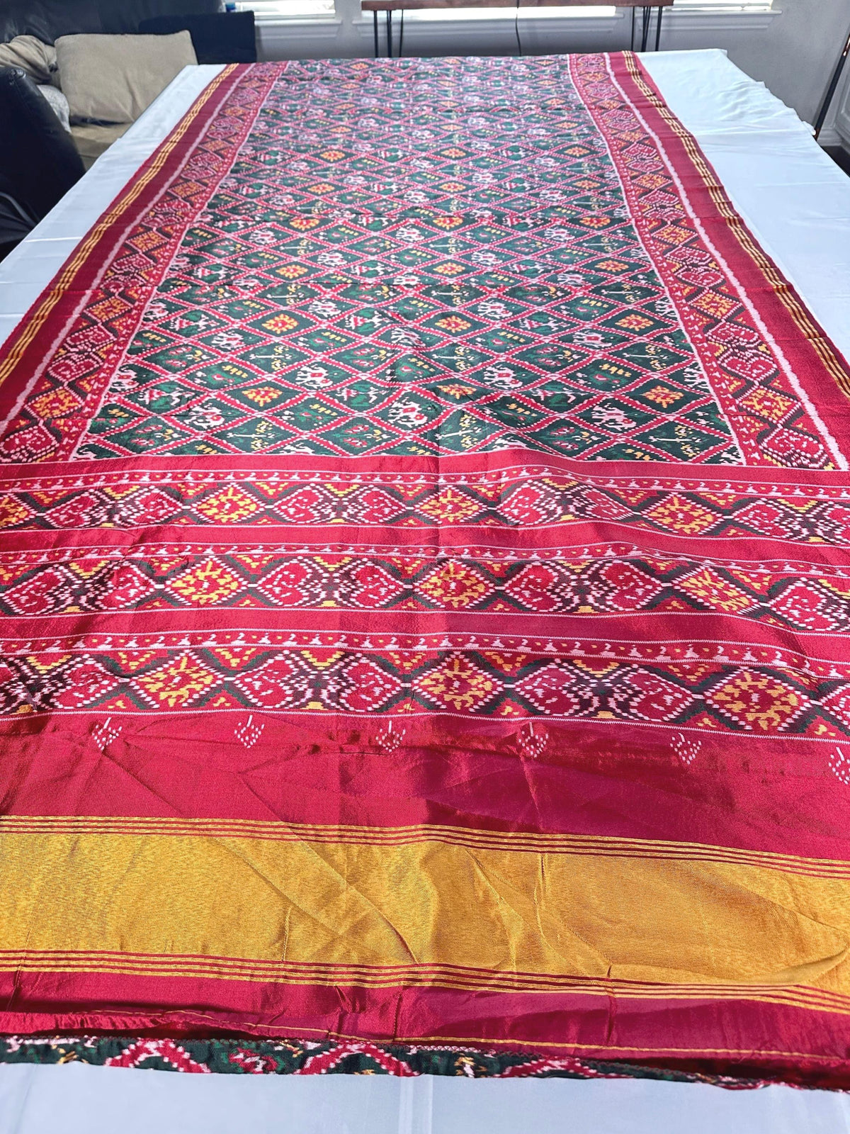 Patan Patola Semi Silk / Art Silk Saree with Stitched Blouse  | Ready to wear