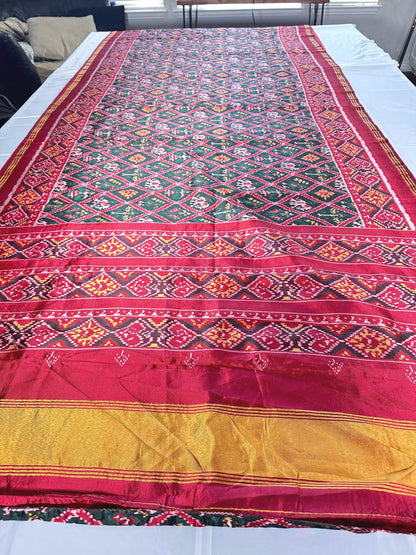 Patan Patola Semi Silk / Art Silk Saree with Stitched Blouse  | Ready to wear