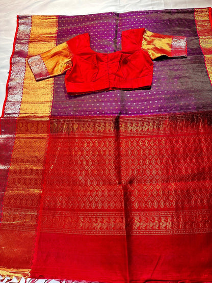 Handloom Traditional Pure Kuppadam Pattu Saree with Stitched Blouse. Partywear, Wedding Wear Saree,Shipping from USA