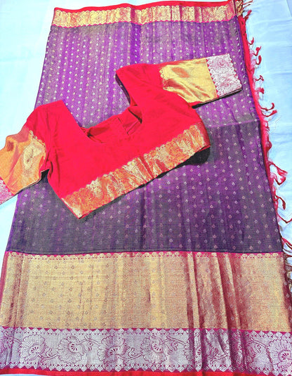 Handloom Traditional Pure Kuppadam Pattu Saree with Stitched Blouse. Partywear, Wedding Wear Saree,Shipping from USA