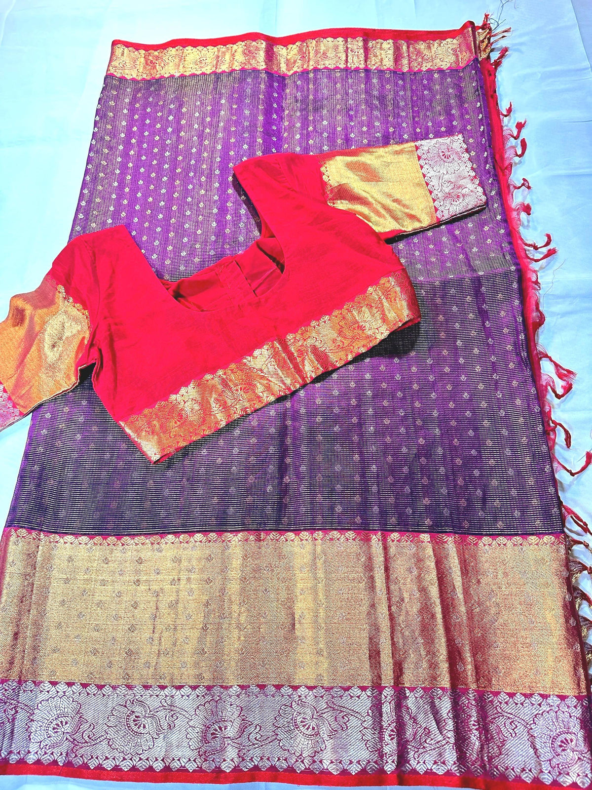 Handloom Traditional Pure Kuppadam Pattu Saree with Stitched Blouse. Partywear, Wedding Wear Saree,Shipping from USA