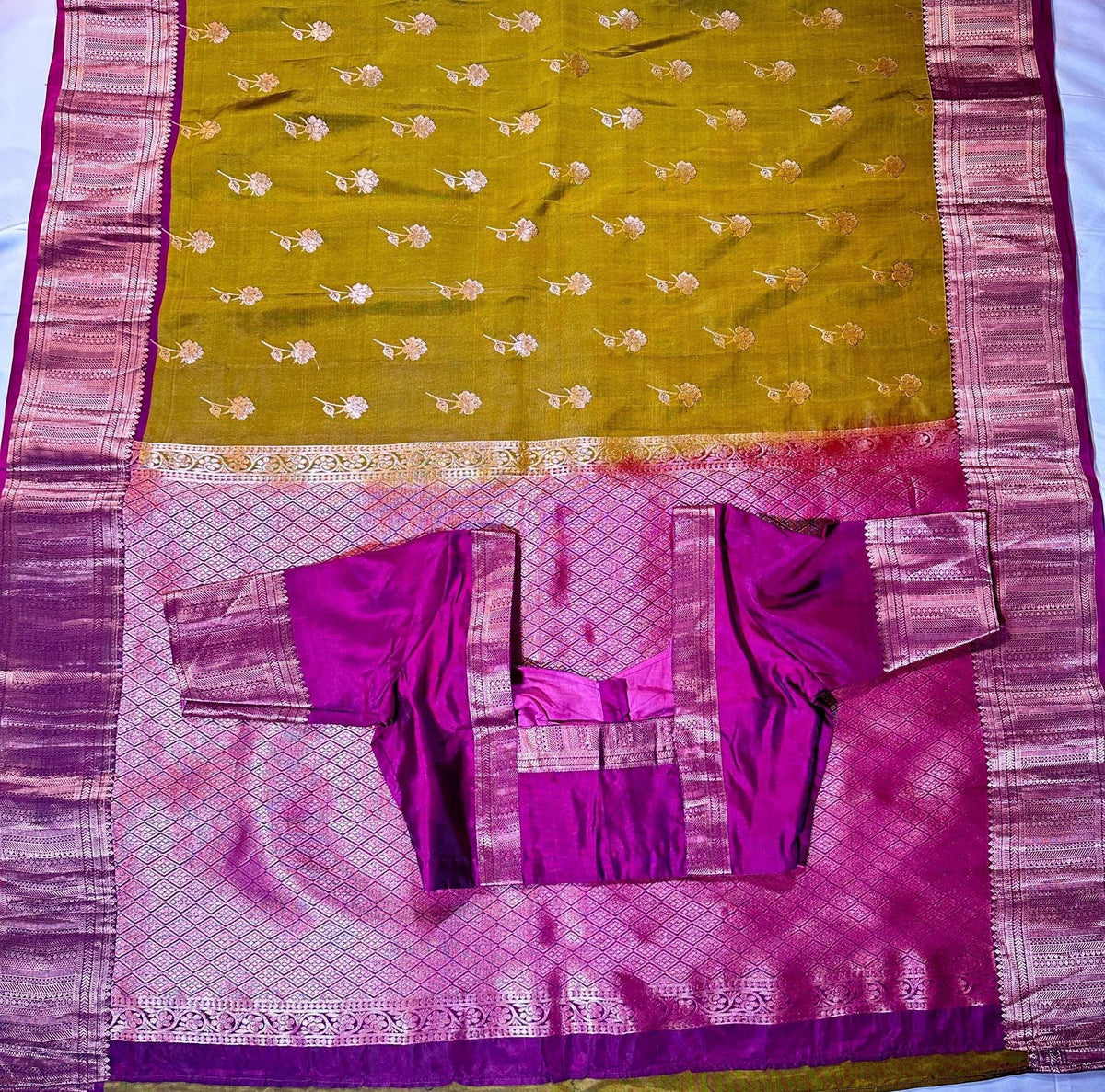 Handloom Kanjivaram Silk Saree with Stitched Blouse | Wedding Saree| Indian Party Wear Saree Ready to wear shipping from USA