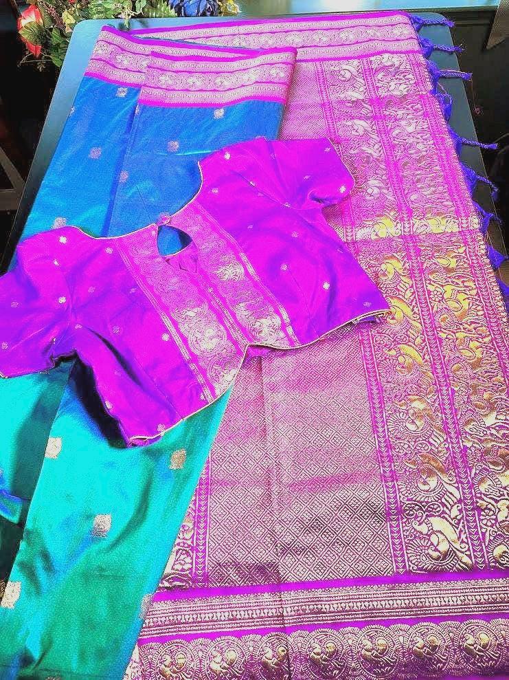 Banarasi Katan Semi Silk Saree with Allover Butties | Weaving Border and Grand Pallu | Bridal Silk Saree | Party Wear Saree Ready to wear.