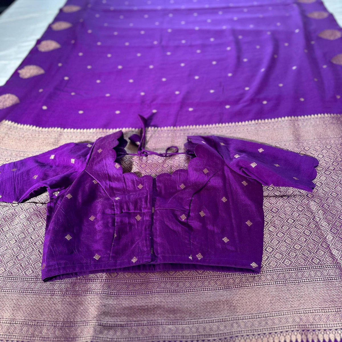Banarasi Munga Semi Silk Saree with stitched blouse | USA shipping| Colors available