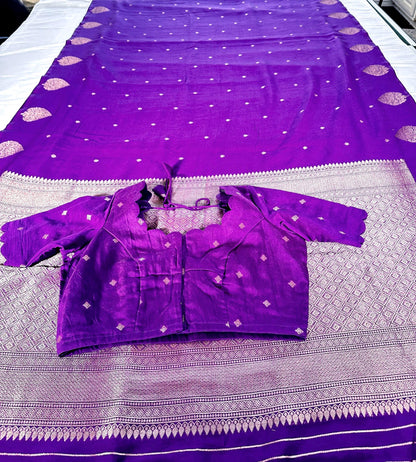 Banarasi Munga Semi Silk Saree with stitched blouse | USA shipping| Colors available