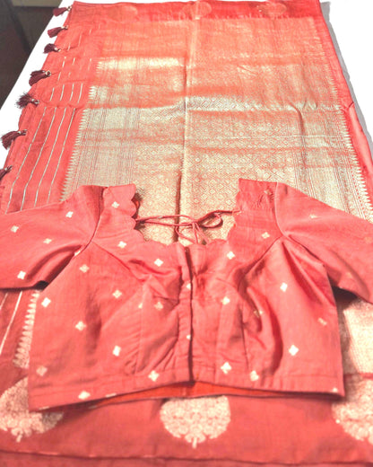 Banarasi Munga Semi Silk Saree with stitched blouse | USA shipping| Colors available