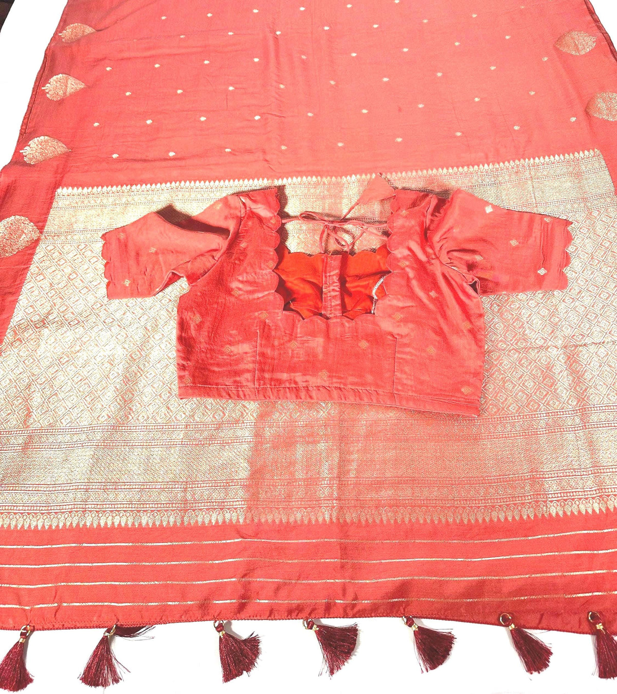 Banarasi Munga Semi Silk Saree with stitched blouse | USA shipping| Colors available