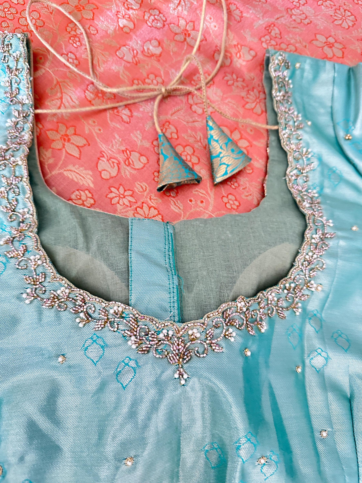 Kanjivaram Semi Silk Saree with Stitched Maggam Work Blouse | Indian Wedding Saree | Ships From USA