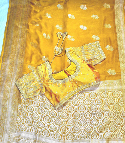 Banarasi Semi Silk Saree USA | Party Wear Saree  | Stitched Blouse Ready to wear