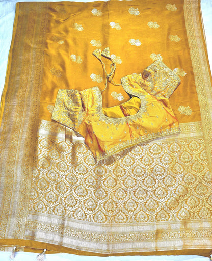 Banarasi Semi Silk Saree USA | Party Wear Saree  | Stitched Blouse Ready to wear