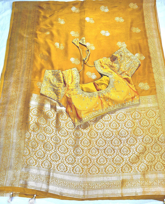 Banarasi Semi Silk Saree USA | Party Wear Saree  | Stitched Blouse Ready to wear