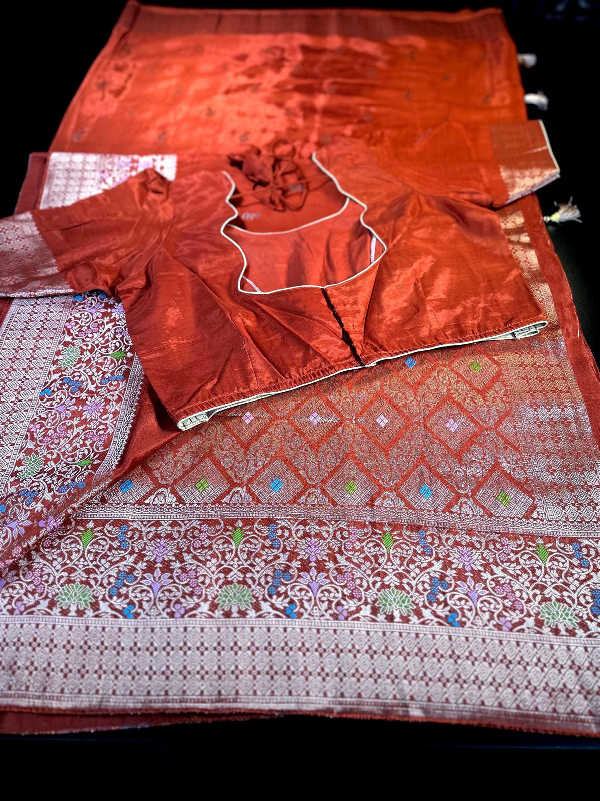 Banarasi Semi Silk Saree USA | Party Wear Wedding Silk Saree with Blouse  | Stitched Blouse | Ready to wear.