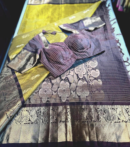 Handloom Kanchi Pattu Saree with Stitched Blouse